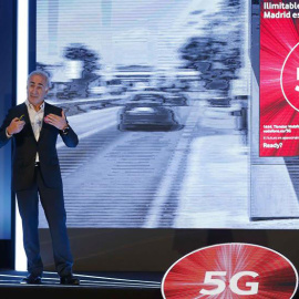 El presidente de Vodafone España, Antonio Coimbra, durante la presentación de los servicios 5G de la compañía en España. (PACO CAMPOS | EFE)