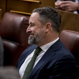  El líder de Vox, Santiago Abascal, durante una sesión plenaria en el Congreso de los Diputados, a 24 de enero de 2023, en Madrid (España). A. Pérez Meca / Europa Press