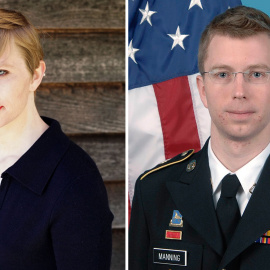 Chelsea Manning, con su nuevo aspecto como mujer. A la derecha, en una foto uniformado antes de empezar su tratamiento hormonal.