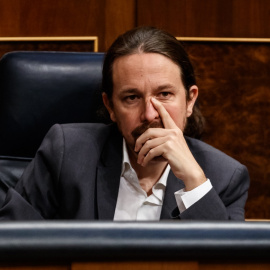 El vicepresidente segundo del Gobierno, Pablo Iglesias, durante la sesión de Control al Gobierno celebrada en el Congreso de los Diputados. E.P./Dani Duch / Pool