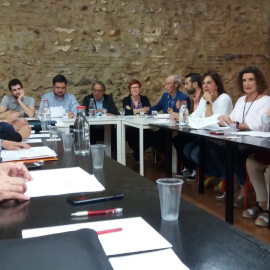 Reunión de los negociadores de PSPV, Podem, Compromís y EUPV.- EUROPA PRESS