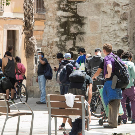 Aspecto del comedor social, en el barrio del Raval este miércoles en Barcelona. - EFE