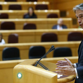 El ministro de Fomento, Íñigo de la Serna, interviene durante la sesión de control al Gobierno en el Senado. EFE/Javier Lizón