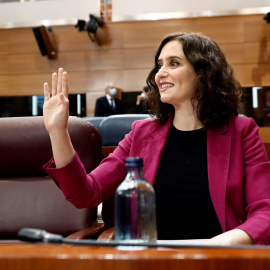 La presidenta de Madrid, Isabel Díaz Ayuso, durante la sesión de control al ejecutivo en la Asamblea regional. E.P.