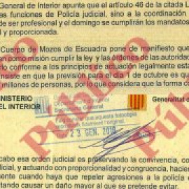 Trapero alertó a Interior de que el uso de la fuerza el 1-O violaría las órdenes judiciales