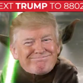 Montaje de Trump  y Yoda para su vídeo de campaña.