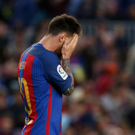 El jugador del FC Barcelona Leo Messi, en el Nou Camp durante el último partido de Liga contra el Eibar. REUTERS/Albert Gea