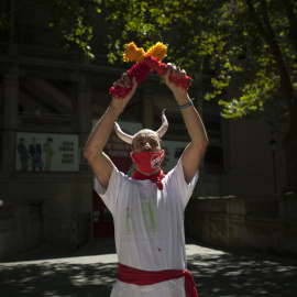 Protesta contra la tauromaquia en los San Fermines 2020. / EUROPA PRESS