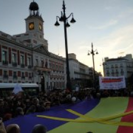 Gritos en contra de la condena del Procés en la Puerta del Sol