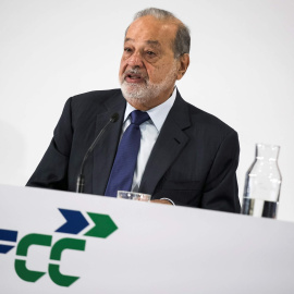 El magnate mexicano Carlos Slim, máximo accionista de la constructora FCC, en una rueda de prensa en Madrid. EFE