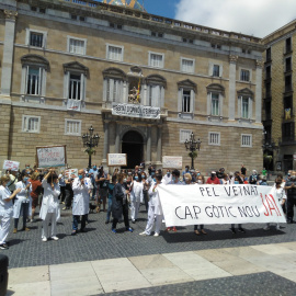 Una de les protestes del CAP Gòtic. TWITTER