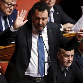 Matteo Salvini en el Senado italiano