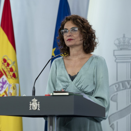 La ministra portavoz y de Hacienda, María Jesús Montero durante la rueda de prensa posterior al Consejo de Ministros celebrado en el Palacio de la Moncloa. E.P./Pool