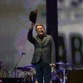 El cantante y compositor Joaquín Sabina durante el concierto que ofrece esta noche en Madrid. EFE/Víctor Lerena