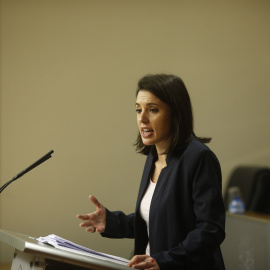 Irene Montero, portavoz de Podemos en el Congreso, en rueda de prensa. EUROPA PRESS