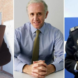 El comisario José Manuel Villarejo, Eduardo Inda y el ex número dos de la Policía, Eugenio Pino.