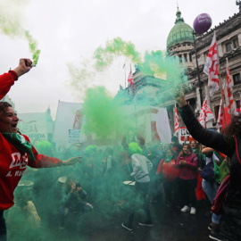 Activistas por la legalización del aborto el día de la votación del Senado, Buenos Aires, agosto de 2018. Marcos Brindicci / Reuters