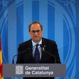 Declaració institucional del president de la Generalitat de Catalunya des de Madrid després de finalitzar el judici contra dirigents independentistes al Suprem. EFE / Rodrigo Jiménez