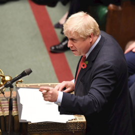 El primer ministro británico, Boris Johnson, durante su intervención en el Parlamento británico. - EFE