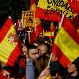 Imagen de la manifestación contra la amnistía convocada por el PP en la madrileña Plaza de la Cibeles. REUTERS/Susana Vera