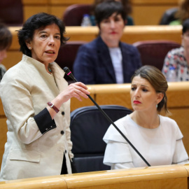 La ministra de Educación, Isabel Celaá, durante una sesión de control en el Senado. / EP