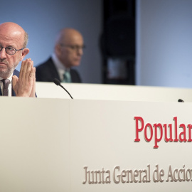 El presidente del Banco Popular, Emilio Saracho, durante su primera junta de accionistas de la entidad.EFE/Luca Piergiovanni