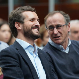 El líder del PP, Pablo Casado, junto al candidato a lendakhari, Alfonso Alonso en noviembre de 2019. Europa Press