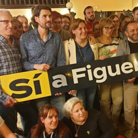 ERC Figueres, amb l'alcaldable Agnès Lladó al centre, la nit electoral. ERC