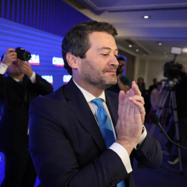 El presidente del partido de ultraderecha portugués Chega, Andre Ventura, celebrando los resultados de las elecciones.- EFE/EPA/MIGUEL A. LOPES