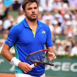 Stanislas Wawrinka tras romper su raqueta en la final de Roland Garros ante el español Rafael Nadal. EFE/Caroline Blumberg