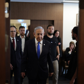  Benjamin Netanyahu, Primer Ministro de Israel, llega para una reunión con Ministra de Asuntos Exteriores de Alemania. Foto: Ilia Yefimovich/dpa