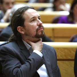 25/02/2020.- El vicepresidente segundo del Gobierno, Pablo Iglesias, durante el pleno del Senado celebrado este martes. EFE/Kiko Huesca