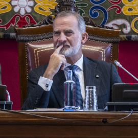  El Rey Felipe VI durante el solemne Acto de Apertura del Curso Universitario 2024-2025, en el Paraninfo de la Universidad de Zaragoza. Marcos Cebrián / Europa Press