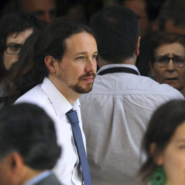 El líder de Podemos, Pablo Iglesias, a la salida del Congreso tras la votación en el pleno de la Cámara. | EFE