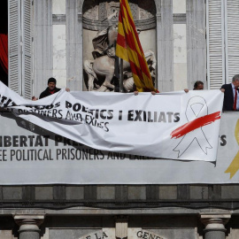 Imagen de archivo de las pancartas que Torra se negó a retirar, en contra de la orden de la Junta Electoral Central.