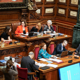 L'alcaldessa Ada Colau durant el ple municipal d'aquest 28 de febrer. Ajuntament de Barcelona