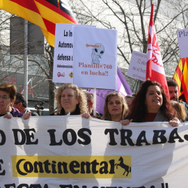 Treballadores de Continental en una de les marxes de protesta. Norma Vidal / ACN