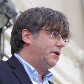 L'expresident de la Generalitat, Carles Puigdemont, en un moment de la conferència a la Universitat Catalana d'Estiu (UCE) el 21 d'agost de 2020. Aleix Freixas | ACN