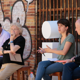 Xavier Giró, Isabel Clara Simó, Laia Altarriba i Martxelo Otamendi, en la presentació del projecte 'Jornada'