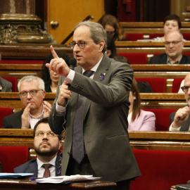 Torra, durant la sessió de control al Parlament. ACN / GERARD ARTIGAS