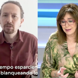 Imagen combinada de Pablo Iglesias y Ana Rosa. — Telecinco / Podemos