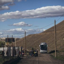 Ruta escolar en la Cañada Real. JAVIER VALEIRO