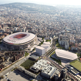 Simulació del Camp Nou remodelat i tot el seu entorn, segons el projecte de l’Espai Barça. DEPARTAMENT DE TERRITORI I SOSTENIBILITAT