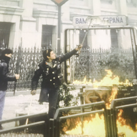 Foto de Jon el Cojo Manteca durante la manifestación estudiantil en Madrid de 1987. / ROBERTO VILLAGRAZ (INTERVIÚ)