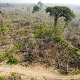 Vista aérea de una tala ilegal en el Bosque Nacional de Jamanxim , en el estado de Para, en la Amazonía brasileña. ANTONIO SCORZA (AFP)