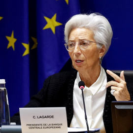 La presidenta del BCE,  Christine Lagarde, en una comparecencia en la Comisión de Asuntos Económicos y Monetarios del Parlamento Europeo, el pasado febero. REUTERS/Francois Lenoir