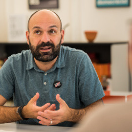 Marcel Mauri fotografiat a la terrassa de la seu nacional d'Òmnium a Barcelona abans de l'entrevista. MIGUEL VELASCO ALMENDRAL