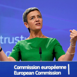 La comisaria de Competencia de la UE, Margrethe Vestager, en una rueda de prensa en Bruselas. REUTERS/Francois Lenoir