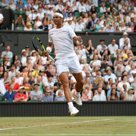 Nadal celebra su victoria ante Donald Young en Wimbledon. /REUTERS