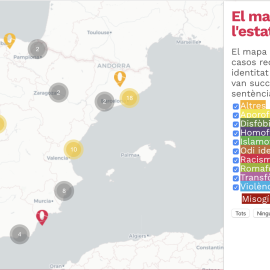 Mapa dels crims d'odi a l'Estat espanyol.